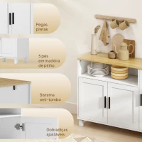 HOMCOM Aparador de Sala com Prateleiras Ajustáveis Compartimento Aberto Pernas de Madeira 110x33x75 cm Branco(m-7)