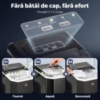 HOMCOM Aparat de Gheata Portabil, cu Autocuratare, Negru(m-6)