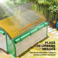 Outsunny Seră de Grădină Tip Tunel 4x3x2 m cu Plasă de Umbrire, Seră pentru Grădină cu 8 Ferestre, 2 Uși și Pereți Laterali Rulanți, Cadru din Oțel și Acoperire din PE, pentru Legume și Flori, Verde(m-4)