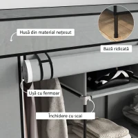 HOMCOM Dulap din Material Textil și Oțel cu 10 Compartimente, 4 Sertare și Uși cu Fermoar, Gri(m-5)