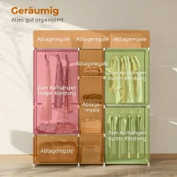 HOMCOM Armoire de rangement, penderie en tissu avec barre de suspension et étagères, 182 x 43 x 185 cm, gris(m-5)