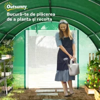 Outsunny Seră de Grădină Tip Tunel 4x3x2 m cu Plasă de Umbrire, Seră pentru Grădină cu 8 Ferestre, 2 Uși și Pereți Laterali Rulanți, Cadru din Oțel și Acoperire din PE, pentru Legume și Flori, Verde(m-9)