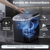 HOMCOM Aparat de Gheata Portabil, cu Autocuratare, Negru(m-7)