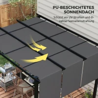 Outsunny Pergolă Gazebo 3x3,5 m cu 3 Acoperișuri Reglabile din Oțel și Poliester Anti-UV, Gri(m-9)