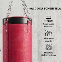 SPORTNOW Supporto Sacco Boxe Regolabile con Base Triangolare e Sacco da Boxe, in Acciaio e Tela, 175x91x185-231 cm, Rosso(m-5)