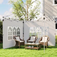 Outsunny Pereți Laterali pentru Foișor 3x3 sau 3x4 cu Ferestre Incluse, din Plastic și Țesătură Oxford, 295x195 cm, Alb(m-7)