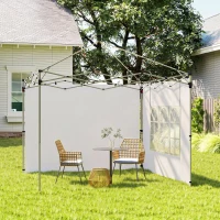 Outsunny Pereți Laterali pentru Foișor 3x3 sau 3x4 cu Ferestre Incluse, din Plastic și Țesătură Oxford, 295x195 cm, Alb(m-8)