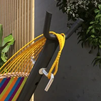 Outsunny Suport pentru hamac din oțel cu măsuță integrată și greutate maximă 150 kg, negru(m-8)