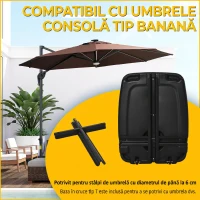 Outsunny Bază pentru Umbrelă de Soare cu Braț, Umplibilă până la 75 kg, cu Bază în Formă de T Inclusă, 80x60x17 cm, Neagră(m-4)