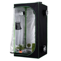 Outsunny Mylar Hydroponic Grow Tent with Adjustable Vents and Floor Tray for Indoor Plant Growing, Indoor Greenhouse, 80 x 80 x 160cm(m-7)
