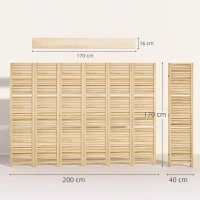 HOMCOM Paravent intérieur en bois 4 panneaux 160 x 170 cm, séparateur de pièce pliable 3 étagères, bois naturel effet brûlé(m-3)