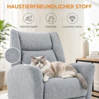 HOMCOM Relaxsessel, Drehbarer Fernsehsessel mit Liegefunktion, Breitem Tiefem Sitz, Kratzfestem Stoff für Wohnzimmer, Hellgrau(m-6)