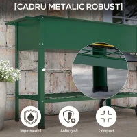 Outsunny Jardinieră de Exterior cu Raft Inferior pentru Unelte, din Metal, 109x44x80 cm, Verde(m-6)