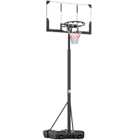 SPORTNOW Tabela de Basquetebol para Exterior com Altura Ajustável Portátil Estrutura Dobrável Painel Inquebrável Rodas e Base Preenchível 120x70x300-375 cm Preto(m-1)