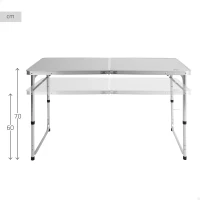 Mesa Plegable Camping Aktive, Ajustable 60-70 Cm, 62x8x63 Cm, Plateado(m-3)