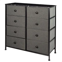 Cómoda 8 Cajones Efecto Mármol, 80x30x81 Cm, Negro(m-1)