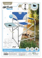 Silla de Director Plegable XL con Mesa Lateral y Reposapiés, 58x57x103 Cm, Azul y Gris(m-9)