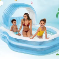 Piscina Hinchable Infantil con Sillón y Toldo, 229x191x135 Cm, Azul(m-7)