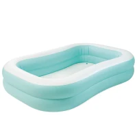 Piscina Hinchable Familiar Rectangular de 2 Aros, 229x152x48 Cm, Azul(m-7)