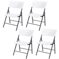Pack 4 Sillas Plegables Lifetime Ligeras y Resistentes, 50x58x82,5 Cm, Blanco(m-1)