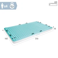 Manta Flotante Hinchable 4 Plazas 183x310x18 Cm, Azul y Blanco(m-6)