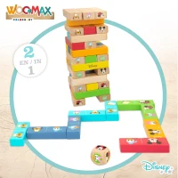 Bloques Apilables de Madera Disney, 52 Piezas, 11x8x26 Cm, Multicolor(m-2)