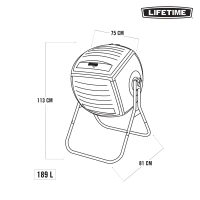 Compostador Doméstico Lifetime Ultrarresistente 189 L, 75x81x113 Cm, Negro(m-8)