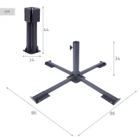 Base en Cruz Aktive Plegable con Tubo Ajustable, 86x86x34 Cm, Negro(m-4)