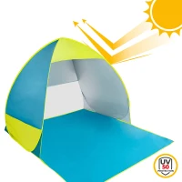 Tienda de Playa Pop Up Montaje Instantáneo, 140x160x110 Cm, Azul y Verde(m-3)