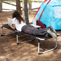 Cama Plegable Camping con Topes Antivuelco, 186x58x35 Cm, Negro(m-2)