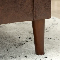HOMCOM Divano 2 Posti Moderno con Rivestimento in Tessuto Effetto Pelle Traspirante e Gambe in Legno, 130x78x85 cm, Marrone Scuro(m-9)