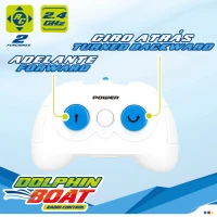 Delfín Teledirigido Recargable por USB con Mando 2,4 GHz, 17x10x22 Cm, Azul y Blanco(m-4)