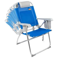 Silla de Playa Plegable Superresistente Reclinable 48x65x100 Cm, Azul y Gris(m-5)