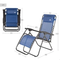 Silla Plegable Gravedad Cero con Estructura de Acero, 86,5x13,5x67 Cm, Azul(m-4)