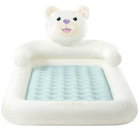 Colchón Hinchable Infantil Osito con Colchón Extraíble Fiber-Tech, 114x178x71 Cm, Crema(m-7)