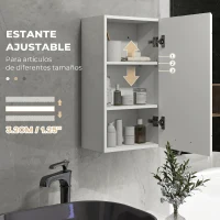 kleankin Mueble de Baño Colgar con Estante Ajustable para Cocina Lavadero Dormitorio Blanco Brillo(m-5)