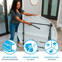 Mesa Redonda Plegable Polietileno de Alta Densidad 43 Mm, 122x122x74 Cm, Blanco(m-4)