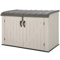 Arcón Exterior Lifetime con Puertas Dobles y Tapa Abatible, 190x106x131 Cm, Gris(m-1)
