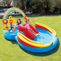 Centro de Juegos Hinchable INTEX con Tobogán y Doble Piscina, 297x193x135 Cm, Arcoíris(m-2)