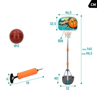 Canasta de Baloncesto Infantil Portátil Ajustable, 46,5x40x165 Cm, Negro(m-4)