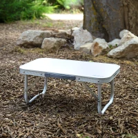 Mesa Plegable Baja de Aluminio y MDF Aktive, 56x34x24 Cm, Malva(m-3)