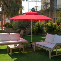 Sombrilla de Playa Antiviento 8 Varillas, 280x280x160 Cm, Rojo(m-2)