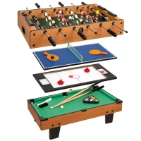 Mesa Multijuegos Sobremesa 4 en 1 Madera, 89x42,5x28,5 Cm, Marrón(m-1)