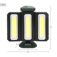 Foco LED Exterior Aktive Triple 1500 Lúmenes con Base Imantada y Powerbank, 10x10x20 Cm, Negro(m-4)