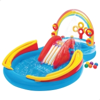 Centro de Juegos Hinchable INTEX con Tobogán y Doble Piscina, 297x193x135 Cm, Arcoíris
