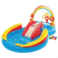 Centro de Juegos Hinchable INTEX con Tobogán y Doble Piscina, 297x193x135 Cm, Arcoíris(m-1)