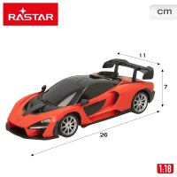Coche Radiocontrol McLaren Senna 1:18, Mando 2,4 GHz, 38x16,5x14,5 Cm, Naranja(m-6)