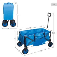 Carro Playa Plegable Aktive Capacidad 80 Kg, 30,5x20,5x74 Cm, Azul(m-4)