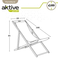 Tumbona Plegable de Madera de Acacia, 59x106x94 Cm, Beige(m-6)