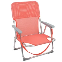Silla Plegable Baja Aluminio y Textileno, 44x40x72 Cm, Coral(m-2)